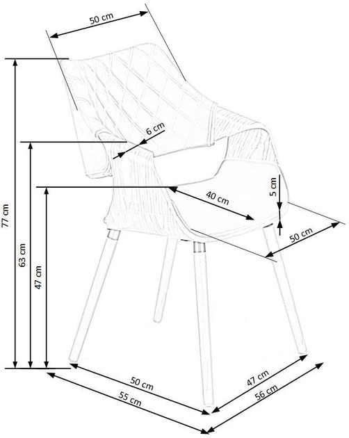 Стілець для кухні та вітальні Halmar K396 із підлокітниками Горіх/Чорний (5905248121546) - зображення 3