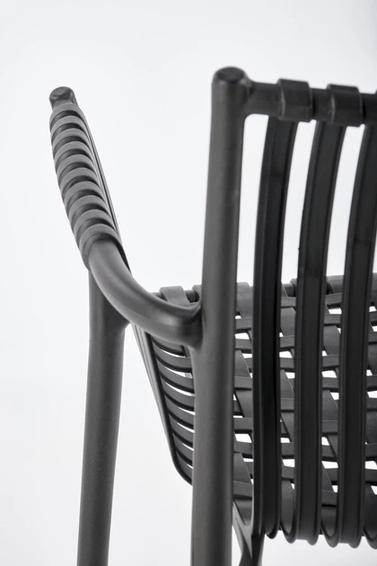 Krzesło do kuchni Halmar K492 plecione z podłokietnikami Czarne (5905248125889) - obraz 2