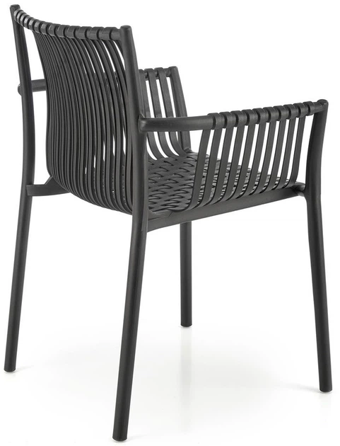 Krzesło do kuchni Halmar K492 plecione z podłokietnikami Czarne (5905248125889) - obraz 6