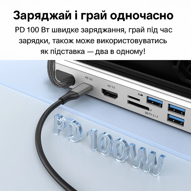 Док-станция YCE 10-в-1 для Steam Deck / OLED, Asus ROG Ally / Xbox Ally, Legion Go/S, MSI Claw – HDMI 4K, RJ45, охлаждение, PD 100W - Фото 2 Док-станция YCE 10-в-1 для Steam Deck / OLED, Asus ROG Ally / Xbox Ally, Legion Go/S, MSI Claw – HDMI 4K, RJ45, охлаждение, PD 100W - изображение 2