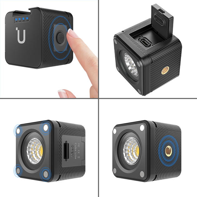 Беспроводной накамерный свет видеосвет Ulanzi Vijim L2 Waterproof Versatile LED light IP68 800mAh Black (2172) - изображение 8