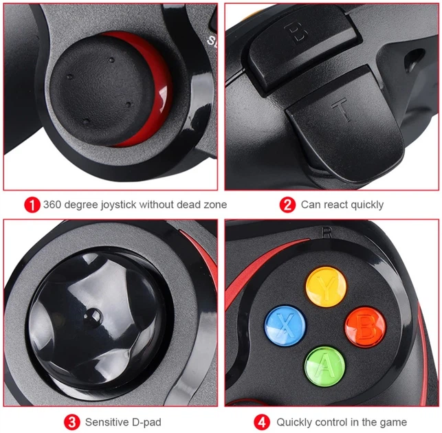 Геймпад универсальный V8 Bluetooth контроллер для PS3, PS4, Android, iOS, Windows/Steam - Black/Red - изображение 7