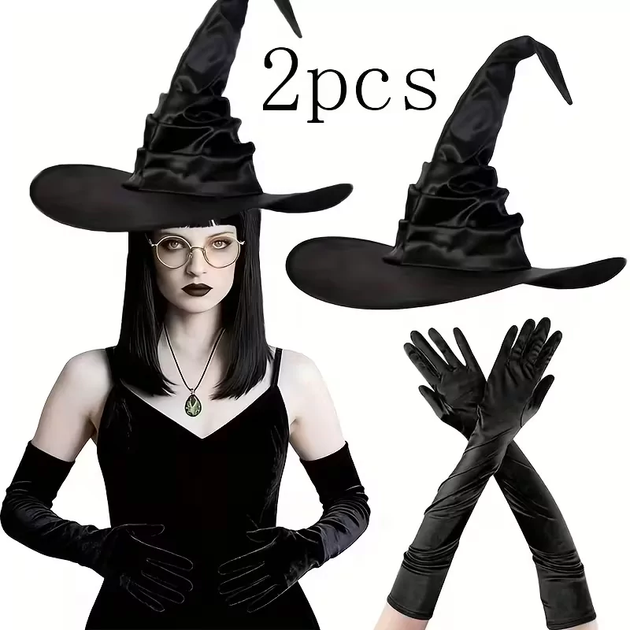 Уникальная шляпа Ведьмы с перчатками комплект [BU8074501] Black - изображение 2