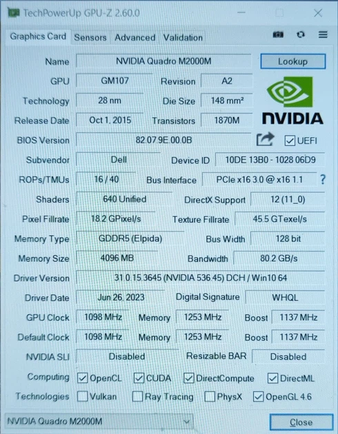 Мобільна робоча станція Б-клас Dell Precision 7510/15.6" (1920x1080) IPS / Intel Core i7-6820HQ (4 (8) ядра по 2.7 - 3.6 GHz) / 16 GB DDR4 / 256 GB SSD / nVidia Quadro M2000M, 4 GB GDDR5, 128-bit / WebCam б/в - зображення 11