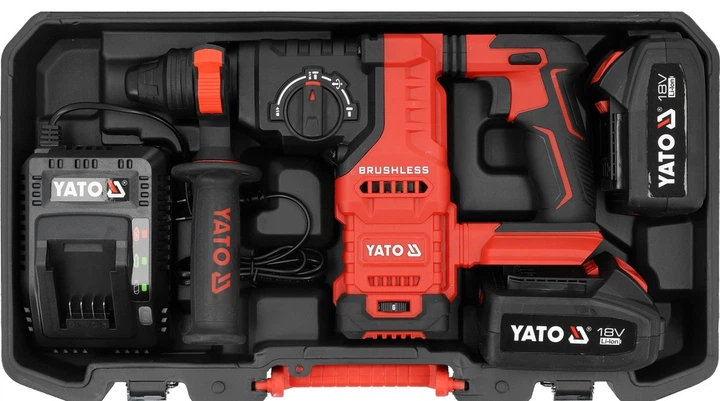 Młotowiertarka YATO SDS+ 2×4 Ah 18V body siknik bezszczotkowy (YT-827724) - obraz 3