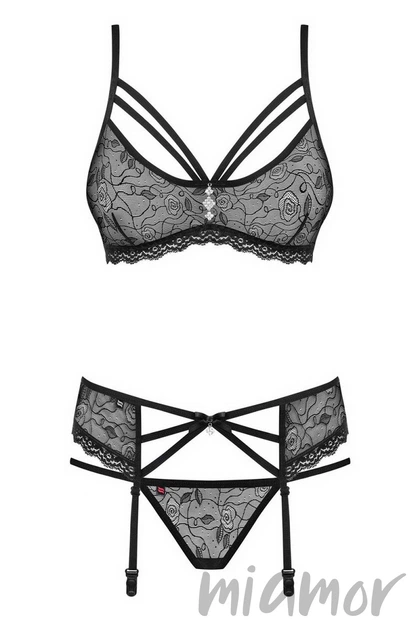 Комплект кружевной Obsessive 818-SEG-1 set L/XL Черный - изображение 3