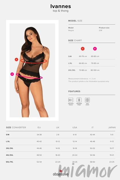 Комплект - топ з трусиками-бікіні Obsessive Ivannes set L/XL Чорний - зображення 5