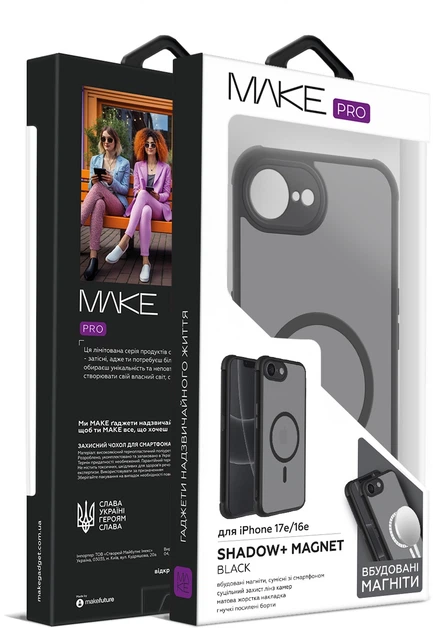 Чехол для смартфона Apple iPhone 17e/16e MAKE Shadow+ Magnet Black (MCSDM-AI17E/16EBK) - изображение 4