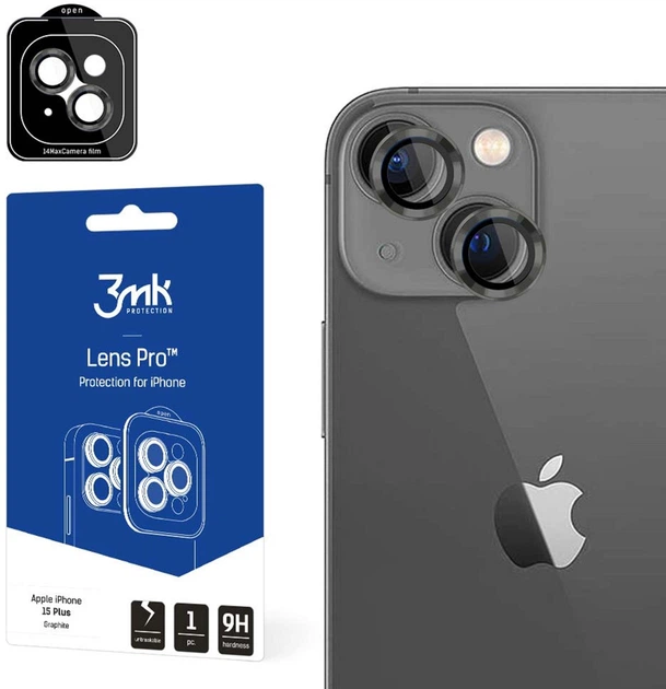 Szkło hartowane 3MK Lens Protection Pro na aparat iPhone 15 Plus z ramką montażową (5903108528672) - obraz 1