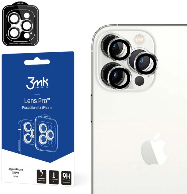 Szkło hartowane 3MK Lens Protection Pro na aparat iPhone 15 Pro z ramką montażową (5903108529990) - obraz 1