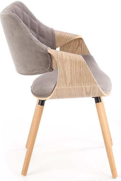 Стілець для кухні та вітальні Halmar K396 із підлокітниками Світлий дуб/Сірий (5905248121539) - зображення 11