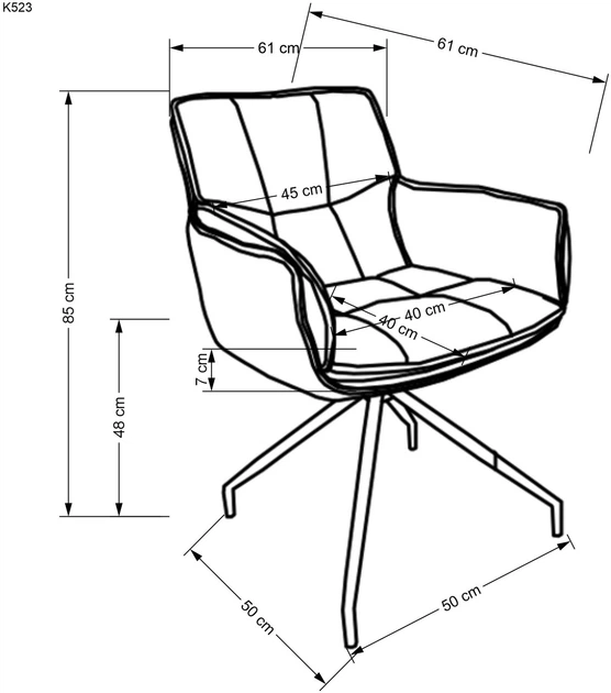 Krzesło do kuchni i salonu Halmar K523 obrotowe Brązowe (5905248126497) - obraz 8