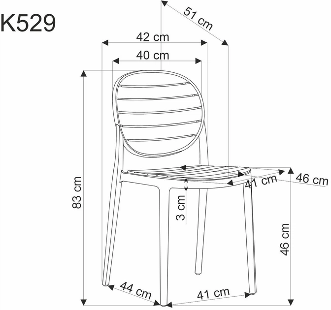 Стілець для кухні Halmar K529 пластиковий Чорний (5905248132122) - зображення 4