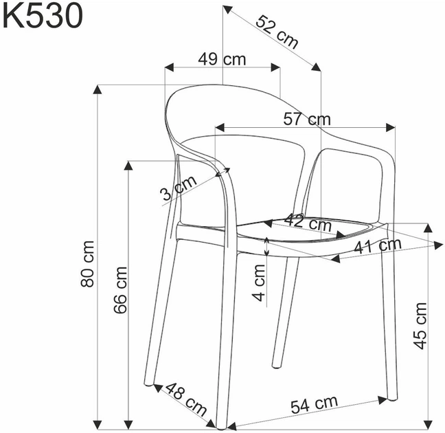 Krzesło do kuchni Halmar K530 plastikowe z podłokietnikami Czarne/Naturalne (5905248132153) - obraz 3