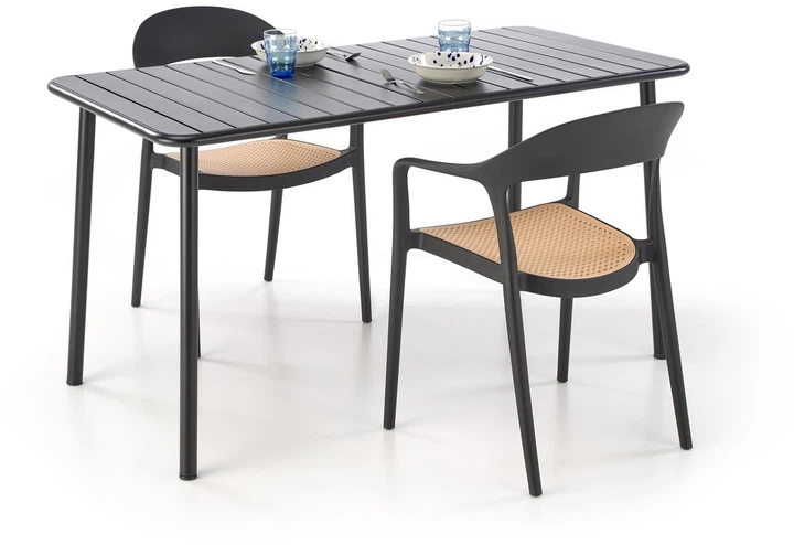 Krzesło do kuchni Halmar K530 plastikowe z podłokietnikami Czarne/Naturalne (5905248132153) - obraz 4