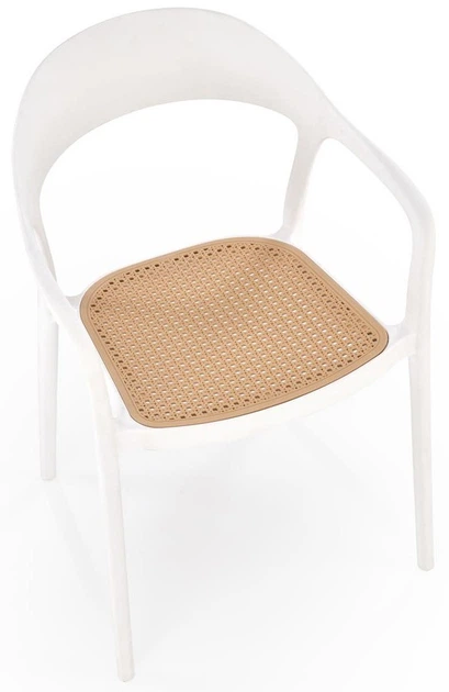 Krzesło do kuchni Halmar K530 plastikowe z podłokietnikami Białe/Naturalne (5905248132146) - obraz 9