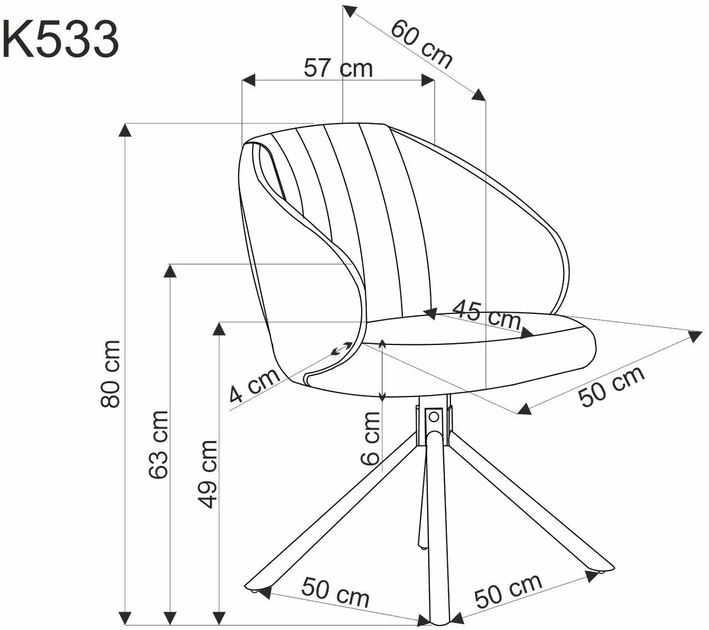 Krzesło do kuchni i salonu Halmar K533 obrotowe Popielate (5905248132252) - obraz 3