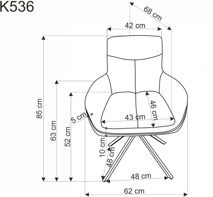 Krzesło do kuchni i salonu Halmar K536 obrotowe Popielate (5905248132337) - obraz 3