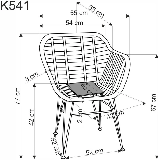 Krzesło do kuchni i salonu Halmar K541 z rattanu Popielate/Naturalne (5905248132474) - obraz 3