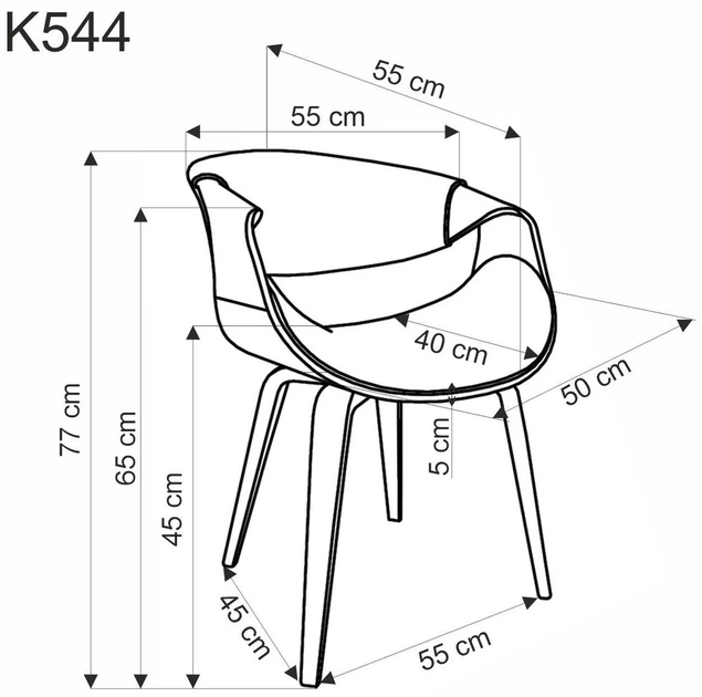 Стілець для кухні та вітальні Halmar K544 Чорний/Горіховий (5905248132542) - зображення 3