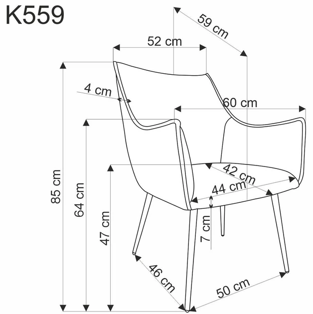 Krzesło do kuchni i salonu Halmar K559 Popielate (5905248132924) - obraz 3