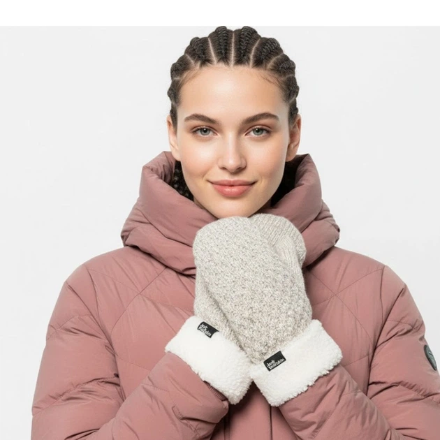 Жіноча зимова рукавичка Jack Wolfskin Highloft Knit Mitten на один палець зі штучним хутром M 1908001 5062 003 M - изображение 2