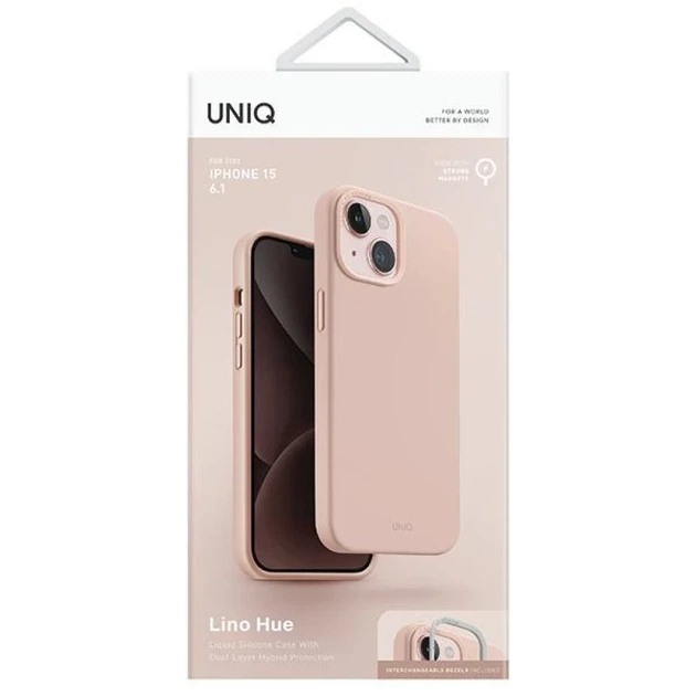 Чохол Uniq Lino Hue для iPhone 15 Blush Pink with MagSafe (Uniq-IP6.1(2023)-LINOHMPNK) - зображення 6