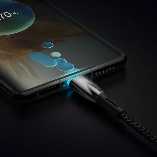 Кабель Baseus Glimmer Series Fast Charge USB-C to USB-C 100W 1m Black (CADH000701) - Фото 9 Кабель Baseus Glimmer Series Fast Charge USB-C to USB-C 100W 1m Black (CADH000701) - зображення 9