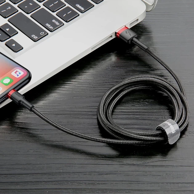 Кабель Baseus Kevlar Cable USB for Lightning 2A 0.5M Red+Black (CALKLF-A19) - зображення 4