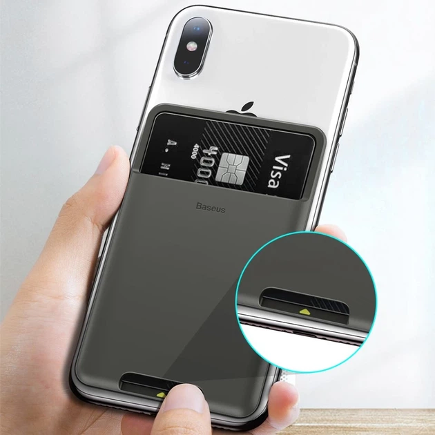 Магнитный кошелек Baseus Back Stick Silicone Card Bag Grey with MagSafe (ACKD-B0G) - изображение 8