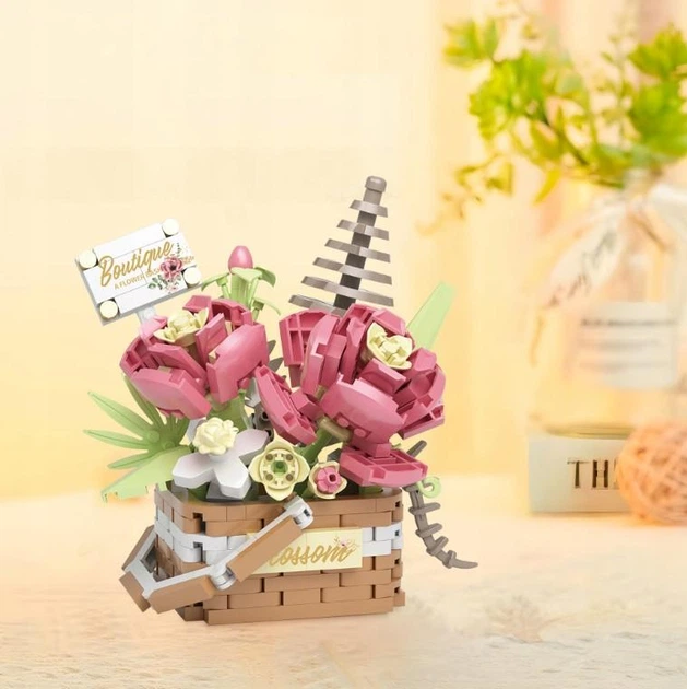 Конструктор цветочная корзина Pink Tenderness серия Flower Basket Романтическая встреча 395 деталей - Фото 5 Конструктор цветочная корзина Pink Tenderness серия Flower Basket Романтическая встреча 395 деталей - изображение 5
