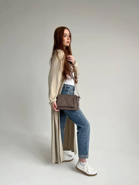 Сумка з клапаном стьобана шкіра ARTiS Bags 1750 4822-4222 Темно-бежева - зображення 5