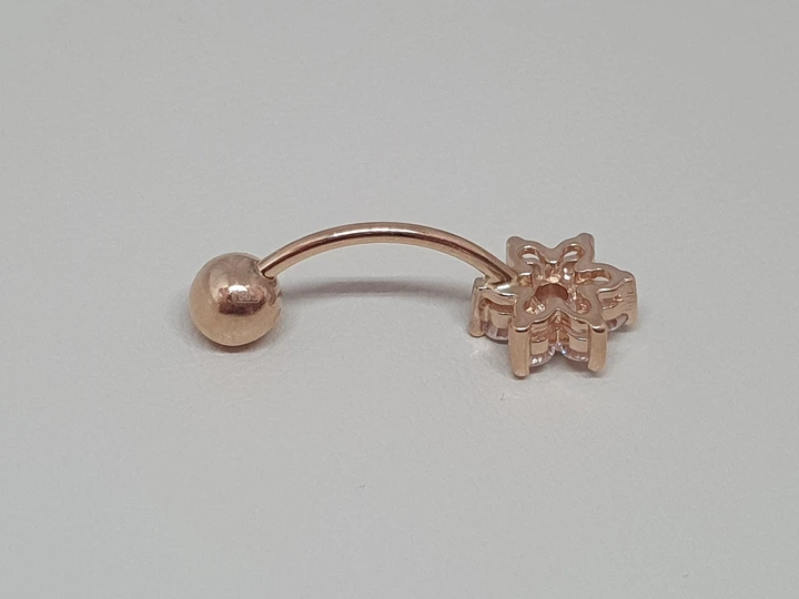 Золотая серьга-пирсинг с фианитами. 360094 - изображение 3