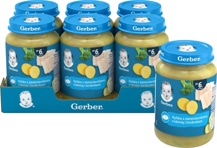 Пюре рыбно-овощное Gerber Стерилизованное Рыба с картофелем, цукини и брокколи для детей с 6 месяцев 190 г (7613033731198) - изображение 2