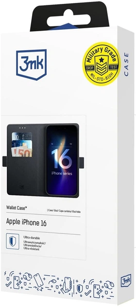 Чохол-гаманець 3mk Wallet Case для Apple iPhone 16 Black (5903108576246) - зображення 2