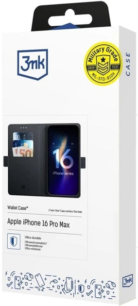 Etui-portfel z klapką 3mk Wallet Case do Apple iPhone 16 Pro Max Black (5903108576277) - obraz 2