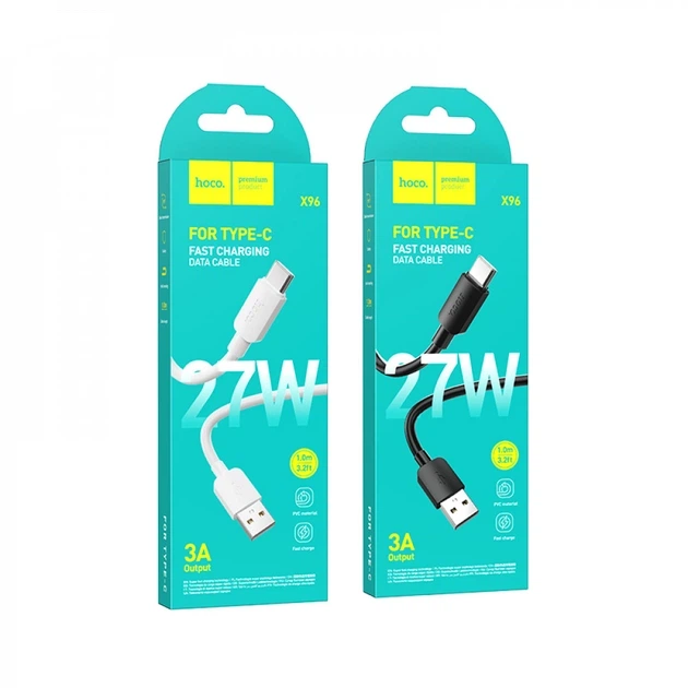 Кабель USB to Type-C 2.4A 1м Hoco X96 Black (785185) - Фото 2 Кабель USB to Type-C 2.4A 1м Hoco X96 Black (785185) - изображение 2