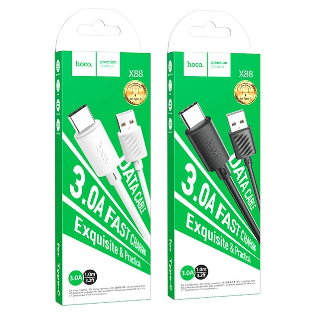 Кабель USB для Type-C 2.4A 1м Hoco X88 White (785195) - Фото 4 Кабель USB для Type-C 2.4A 1м Hoco X88 White (785195) - зображення 4