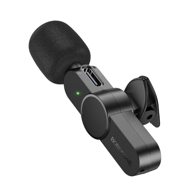 Бездротовий петличний мікрофон Borofone BFK12 USB-C/Lightning для смартфона, чорний (789295) - Фото 3 Бездротовий петличний мікрофон Borofone BFK12 USB-C/Lightning для смартфона, чорний (789295) - зображення 3