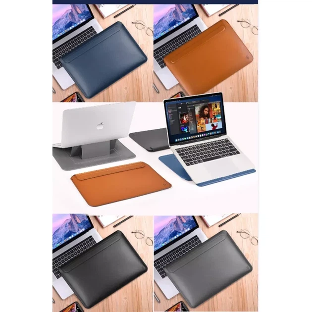 WiWU Skin Pro Portable Stand Sleeve Bag 15.4" сумка для ноутбука Brown (778080) - Фото 4 WiWU Skin Pro Portable Stand Sleeve Bag 15.4" сумка для ноутбука Brown (778080) - зображення 4