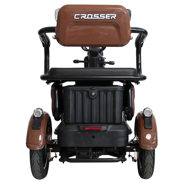 Триколісний електроскутер на акумуляторі 1200W і 10 дюймових колесах Crosser TR-1 PRO Коричневий - Фото 4 Триколісний електроскутер на акумуляторі 1200W і 10 дюймових колесах Crosser TR-1 PRO Коричневий - зображення 4