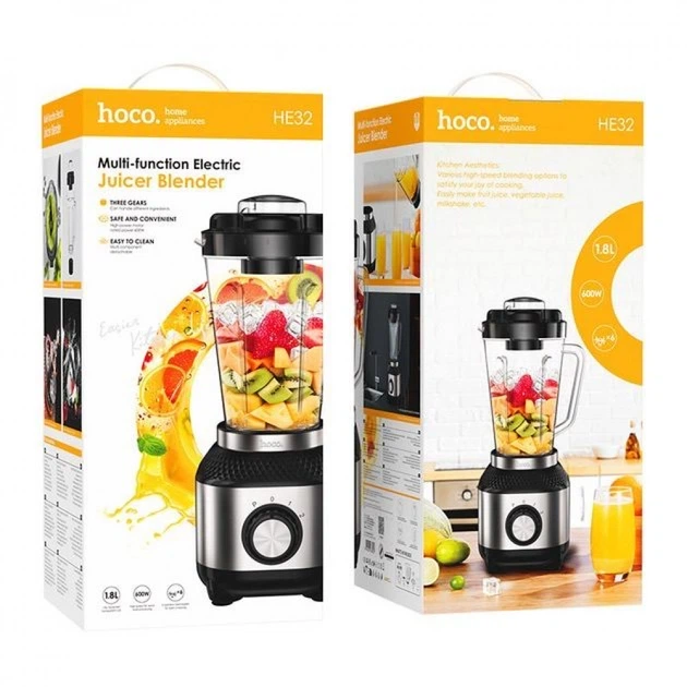 Блендер Hoco HE32 Juicer (600 Вт, 1,8 л чаша, 2 скорости) — Черный (785099) - Фото 5 Блендер Hoco HE32 Juicer (600 Вт, 1,8 л чаша, 2 скорости) — Черный (785099) - изображение 5