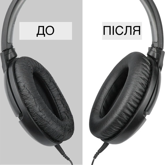 Амбушури Sennheiser HD201, HD201S, HD206, HD180, HD418, HD419, HD428, HD429, HD438, HD439, HD448, HD449 black чорні - зображення 5