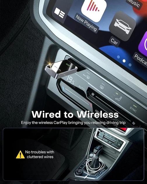 Беспроводной адаптер Apple CarPlay для iPhone, Plug & Play, автоматическое подключение, поддержка навигации, музыки и звонков - изображение 2