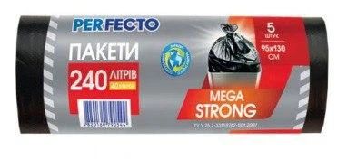 Пакети для сміття 240л*5шт LDPE ТМ Perfecto - Фото 1 Пакети для сміття 240л*5шт LDPE ТМ Perfecto - зображення 1