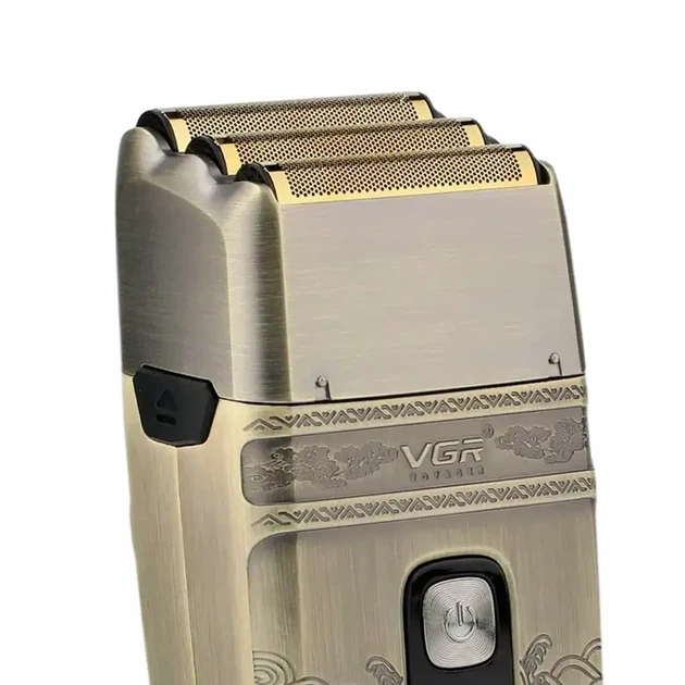 Электробритва VGR V-335 с USB зарядкой три ножевых блока LED дисплей золотистая 5 Вт для сухого и влажного бритья - изображение 3
