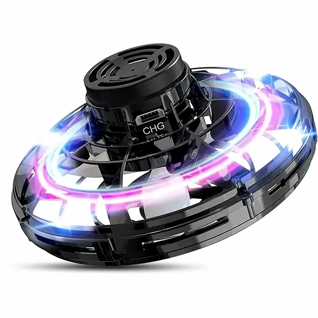 Літаючий спіннер FLY з LED підсвічуванням USB зарядка 250 мА розмір 8х4 см чорний іграшка для дітей - зображення 6