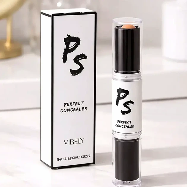 Хайлайтер консилер двусторонний стик 9.6г для контурирования VIBELY Perfect Concealer V03 - Фото 1 Хайлайтер консилер двусторонний стик 9.6г для контурирования VIBELY Perfect Concealer V03 - изображение 1