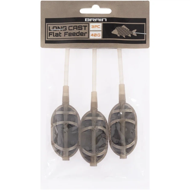 Кормушка Brain Long Cast Flat Feeder 40g (3 шт/уп) - Фото 1 Кормушка Brain Long Cast Flat Feeder 40g (3 шт/уп) - изображение 1