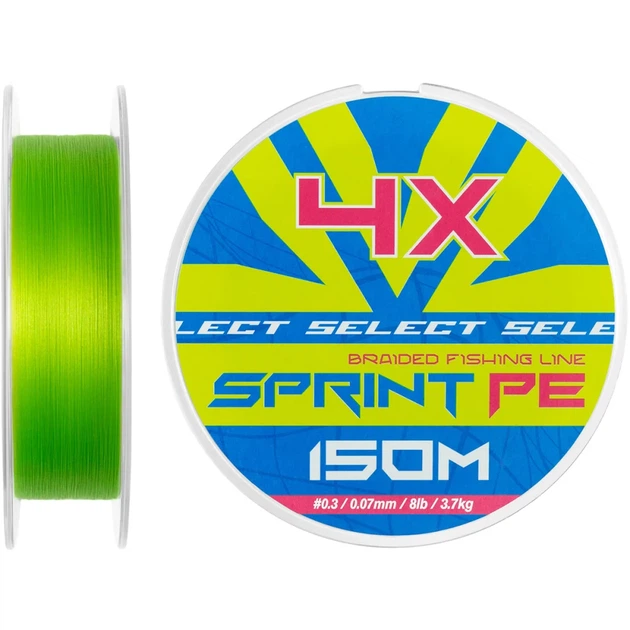 Шнур Select Sprint PE 4X Light Green 150m #0.3/0.07mm 8lb/3.7kg - Фото 1 Шнур Select Sprint PE 4X Light Green 150m #0.3/0.07mm 8lb/3.7kg - изображение 1